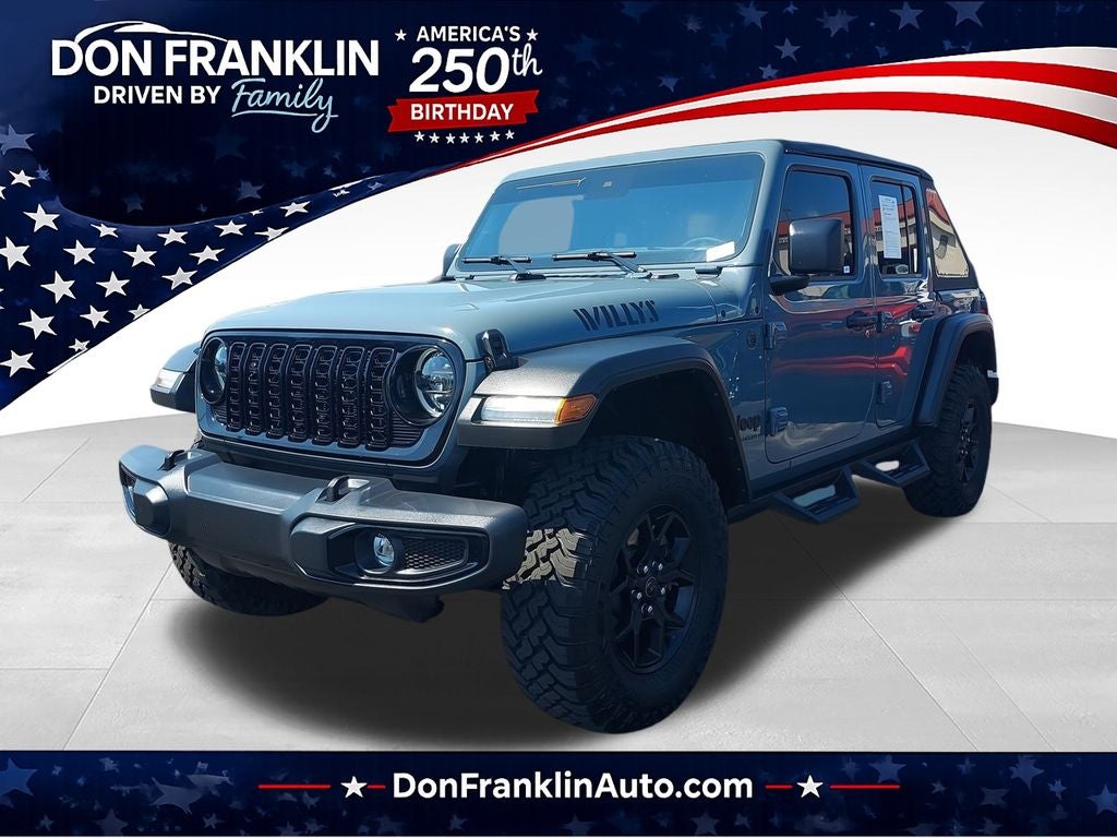 2024 Jeep Wrangler Sport in Anvil Clear Coat — front three-quarter view