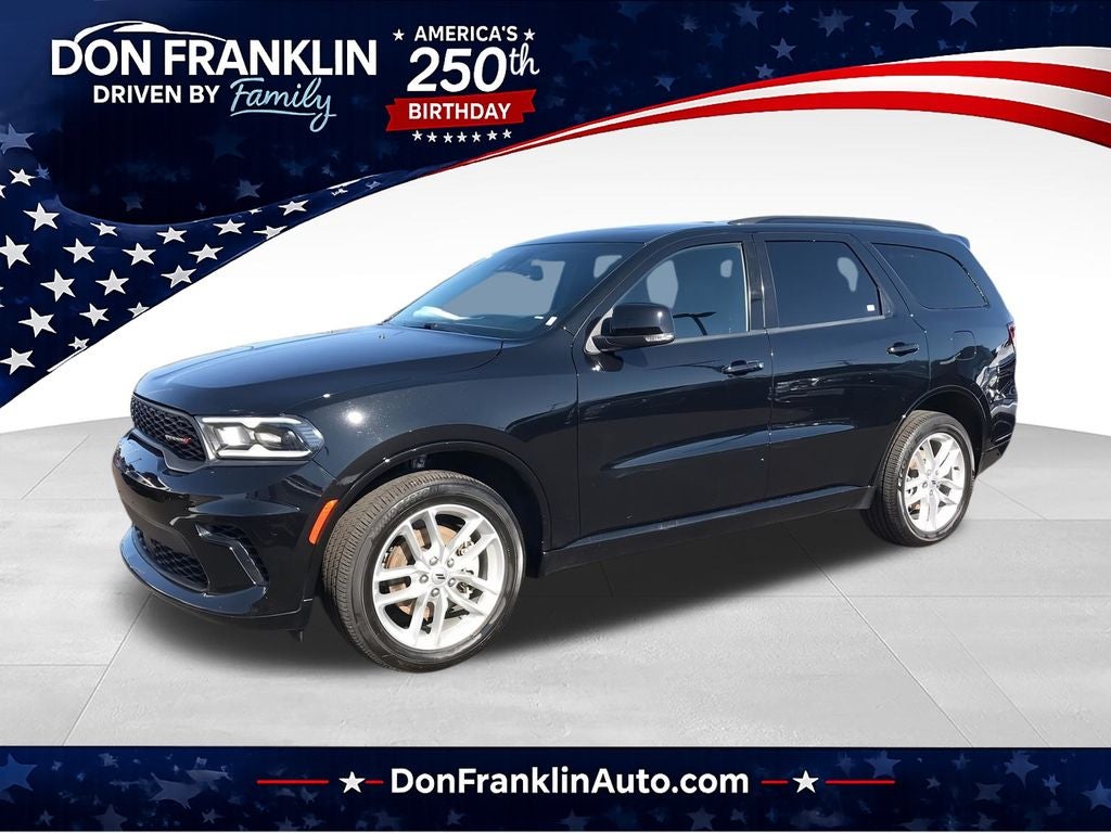 2024 Dodge Durango GT Plus in Db Black Crystal Clearcoat — front three-quarter view