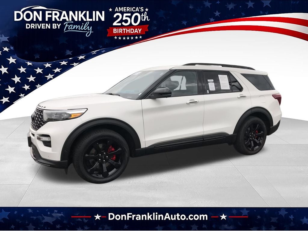 2022 Ford Explorer ST in White Metallic — front three-quarter view