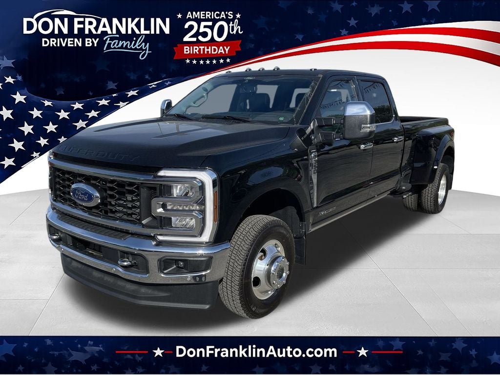 2024 Ford F-350SD Lariat DRW in Black Metallic — front three-quarter view