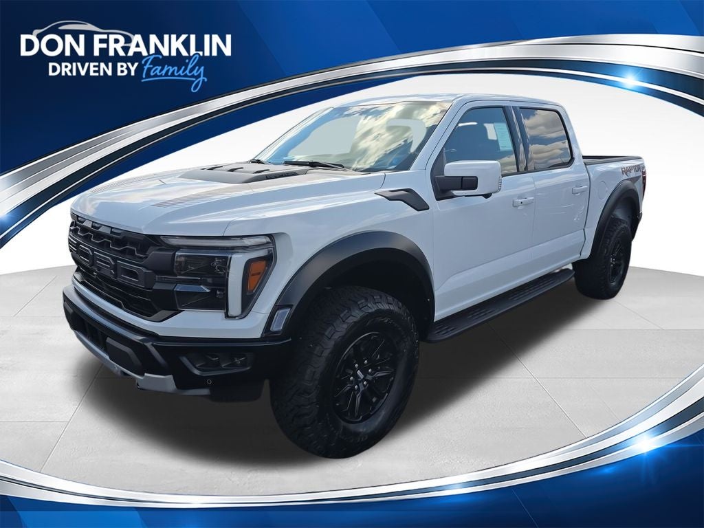 2025 Ford F-150 Raptor in Oxford White — front three-quarter view