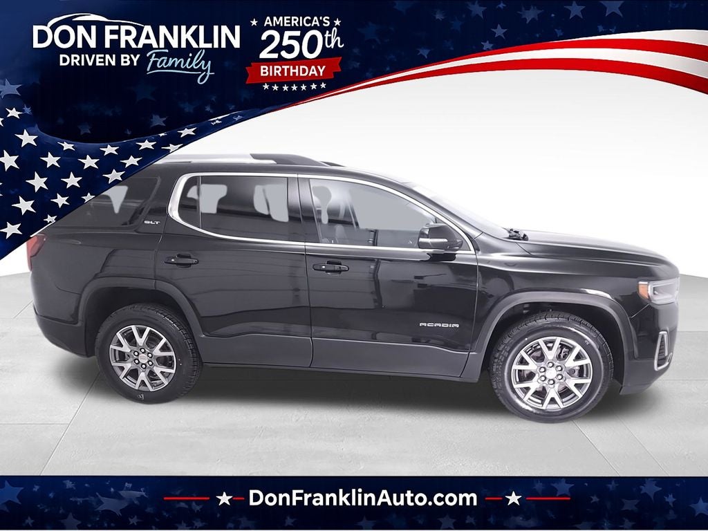 2023 GMC Acadia SLT in Ebony Twilight Metallic — front three-quarter view