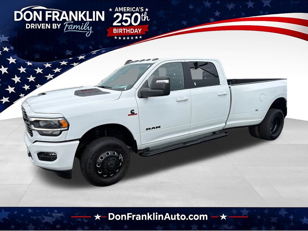 2024 RAM 3500 Laramie in Bright White Clearcoat — front three-quarter view