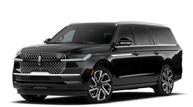 2027 Lincoln Navigator L Reserve in Infinite Black Metallic Clearcoat — front three-quarter view